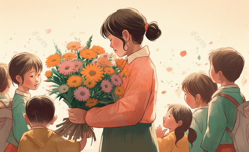 送老师鲜花插画教师节背景图,插画/手绘图,插画/手绘图库,插画/手绘图下载,插画/手绘
